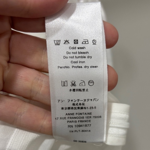 Anne Fontaine White stripe Top w/ bow sleeve detail side zip sz 40 US sz 6-8 - Picture 5 of 7